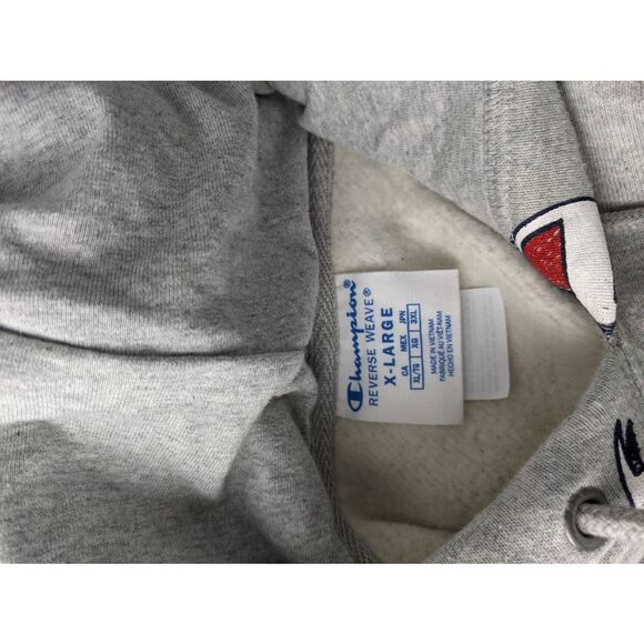 Champion Logo All Over Reverse Weave Hoodie Sweatshirt Gray XL Extra Large New R - Picture 4 of 7